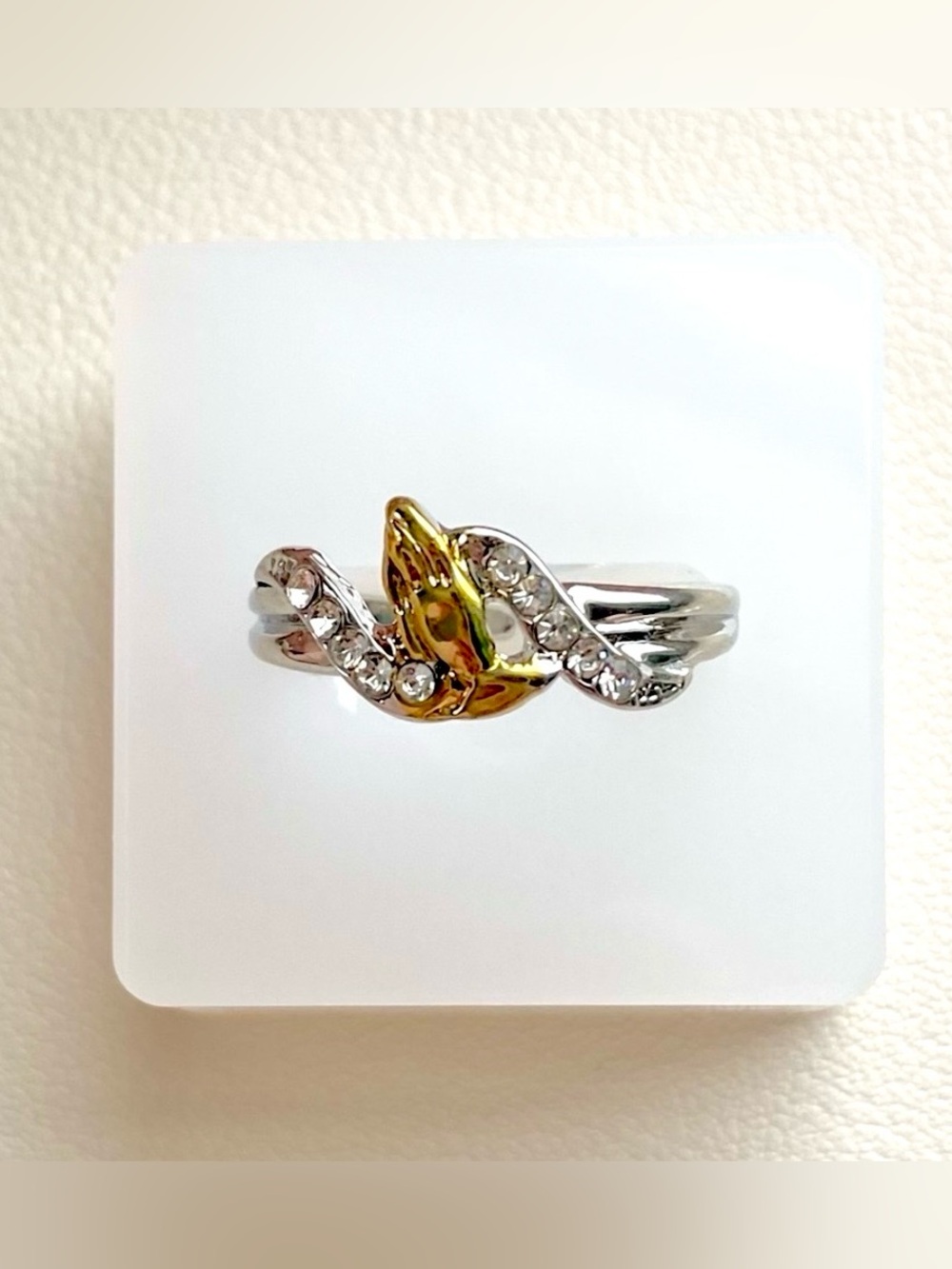 Elegant Silver and Gold  pray Ring